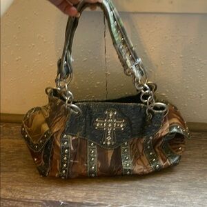 Stylish Brown and Green Women's Bag